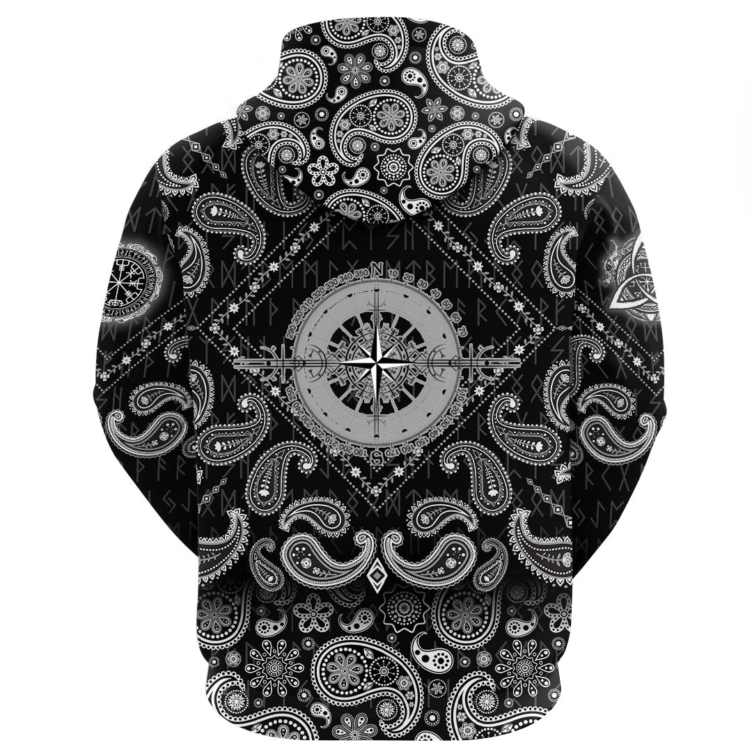 Viking Hoodie Magic Ancient Viking with Bandana Paisley Style RLT12