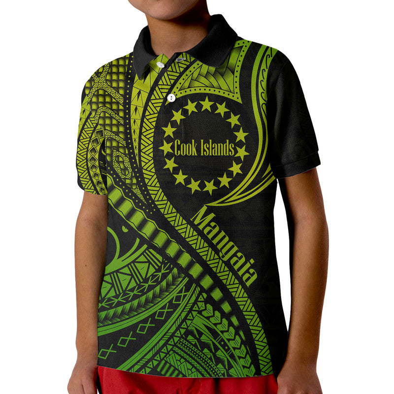 Custom Mangaia Cook Islands Polo Shirt Green Polynesian Wave Style LT9