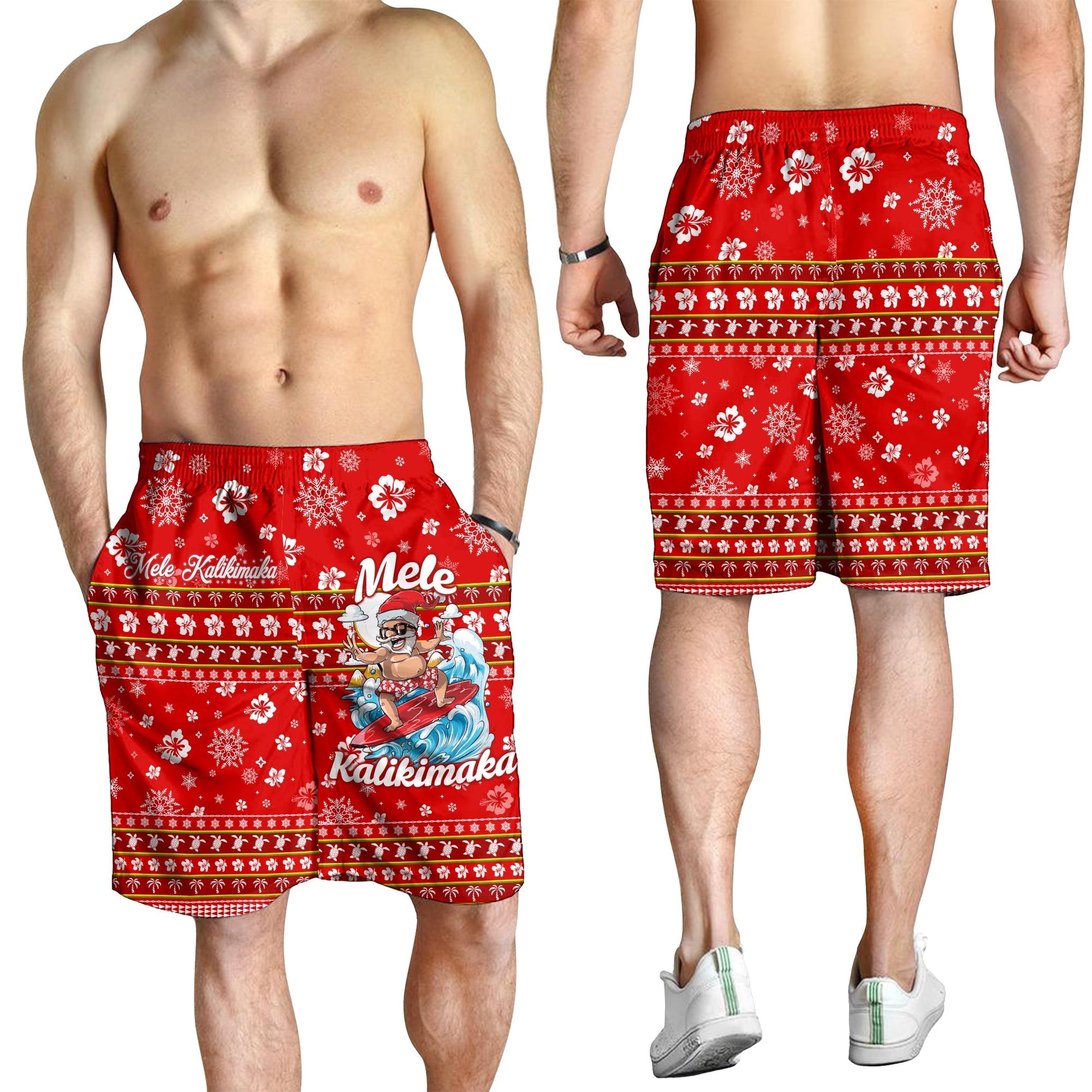 Hawaii Christmas Santas Surf Mele Kalikimaka Men Short LT2