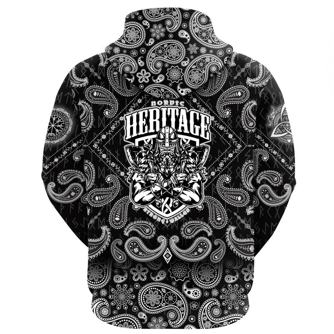 Viking Hoodie Nordic Hertitage with Bandana Paisley Style RLT12