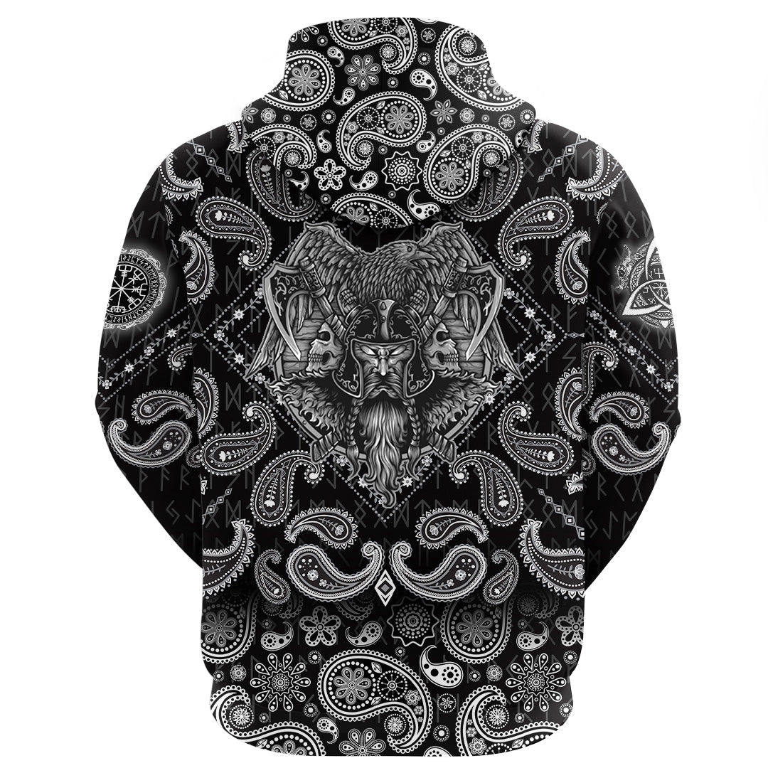 Viking Hoodie Odin Raven Special Version with Bandana Paisley Style RLT12