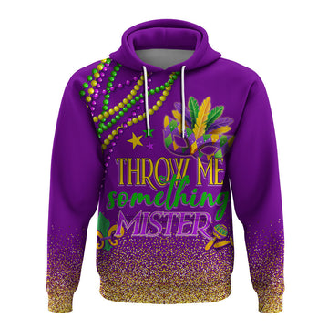Hoodie Mardi Gras Throw Me Something Mister (Purple) LT7
