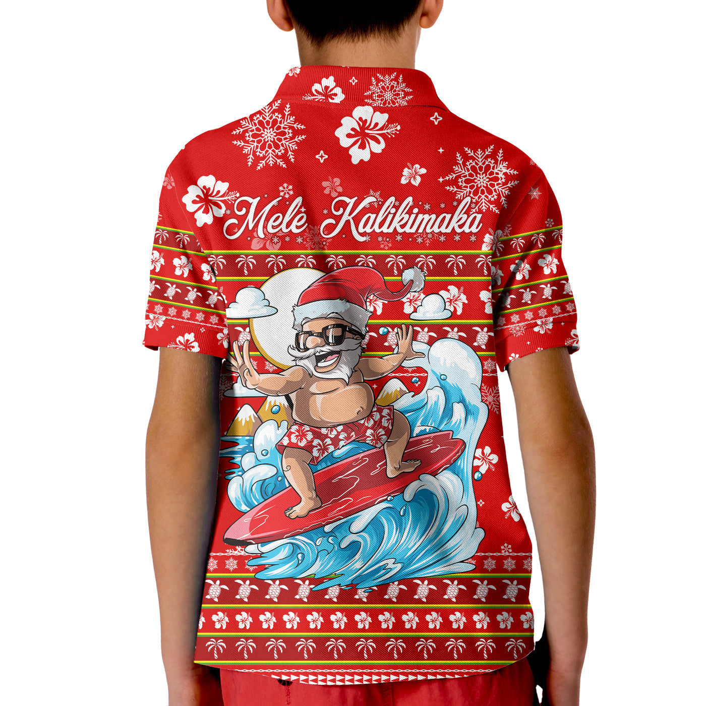 Christmas Hawaii Santas Surf Mele Kalikimaka Polo Shirt LT2
