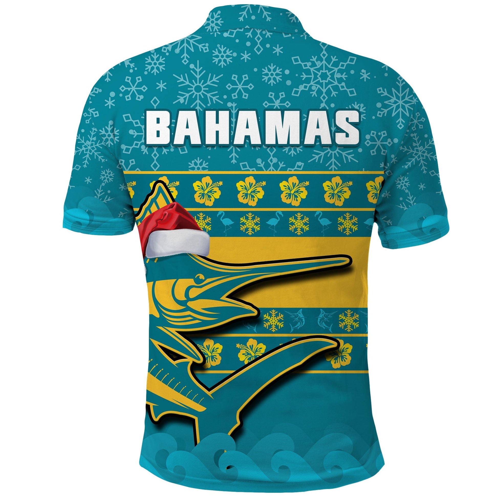 Bahamas Polo Shirt Bahamian Blue Marlin Merry Christmas LT14