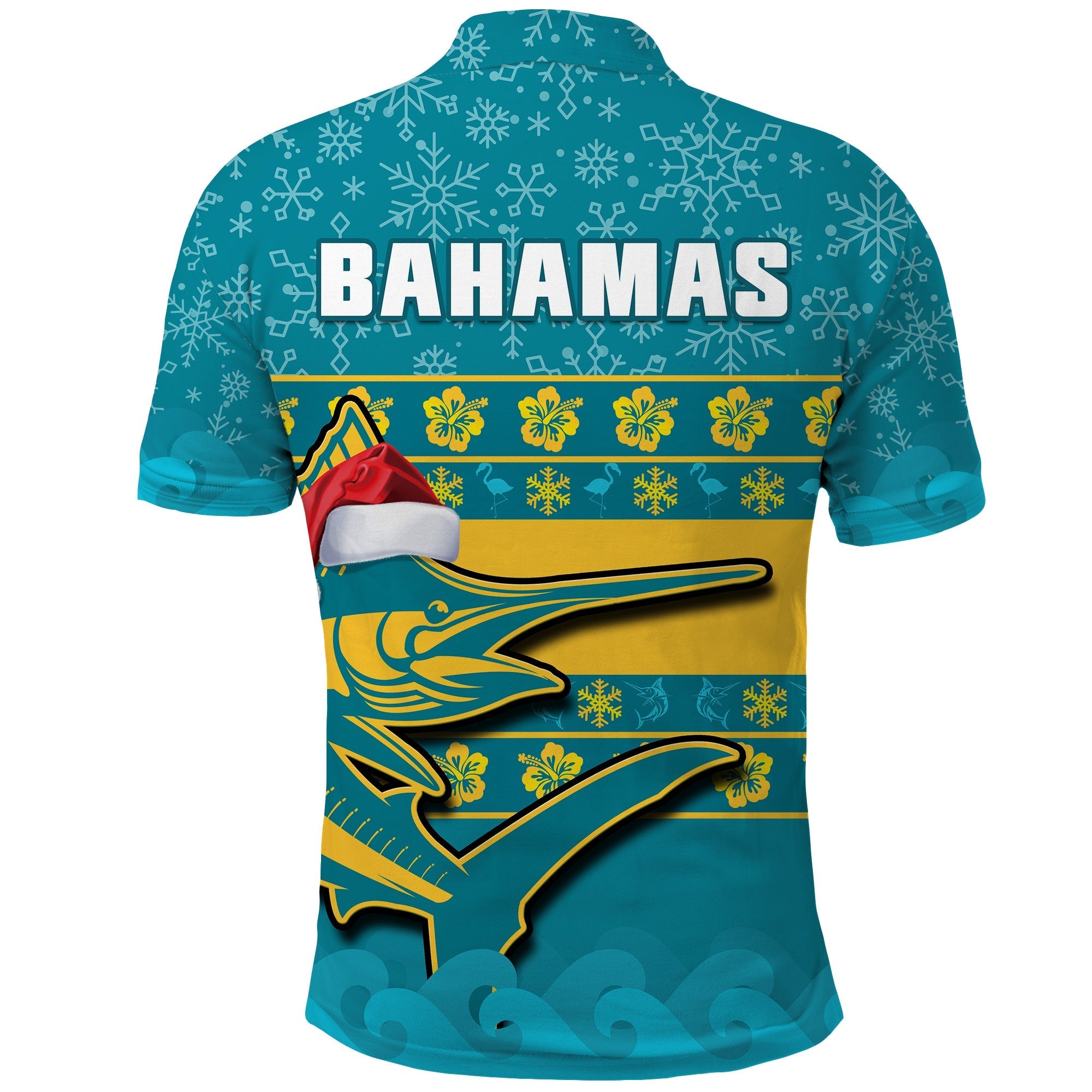 Bahamas Polo Shirt Bahamian Blue Marlin Merry Christmas LT14
