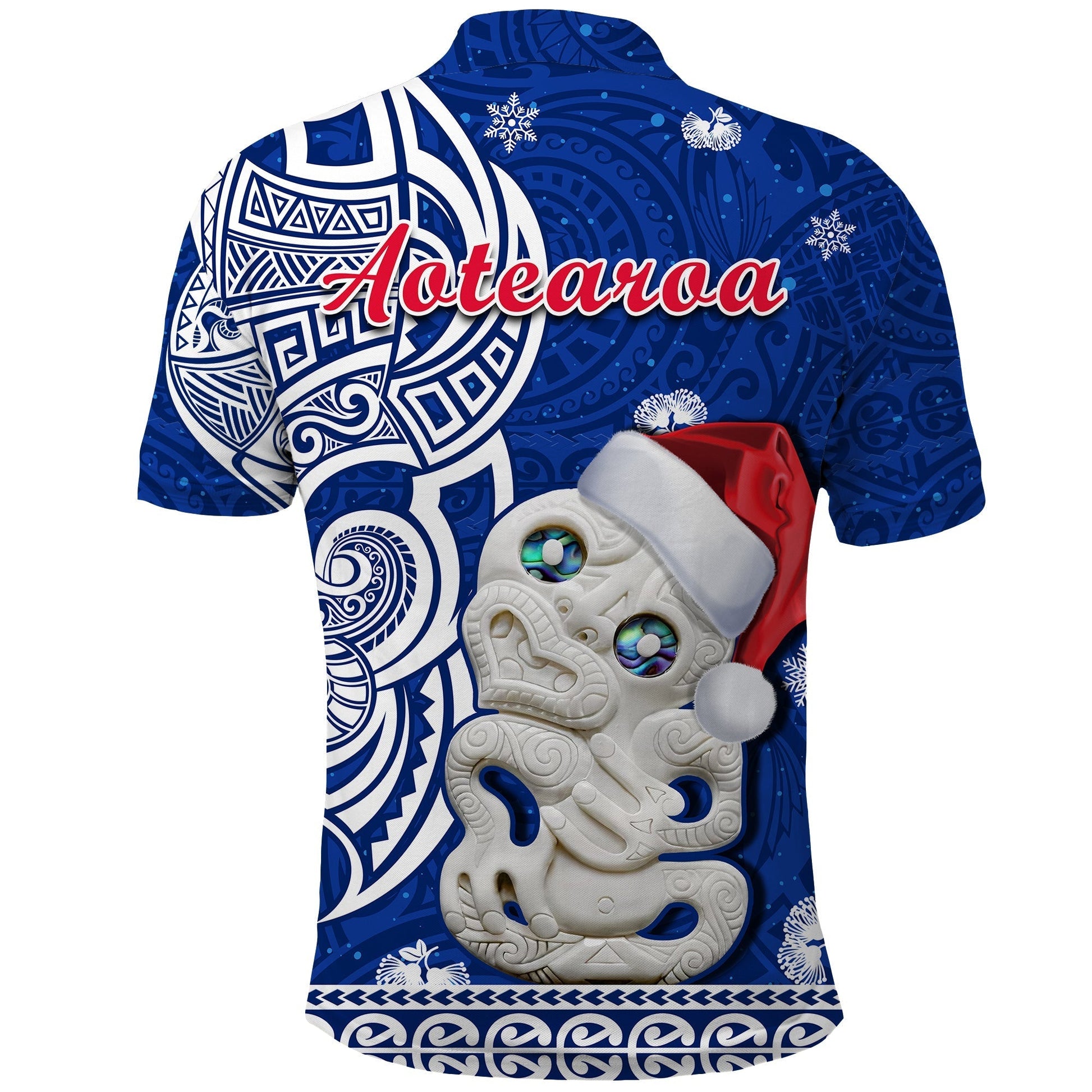 New Zealand Polo Shirt Christmas Hei Tiki Blue Pohutukawa Meri Kirihimete LT14