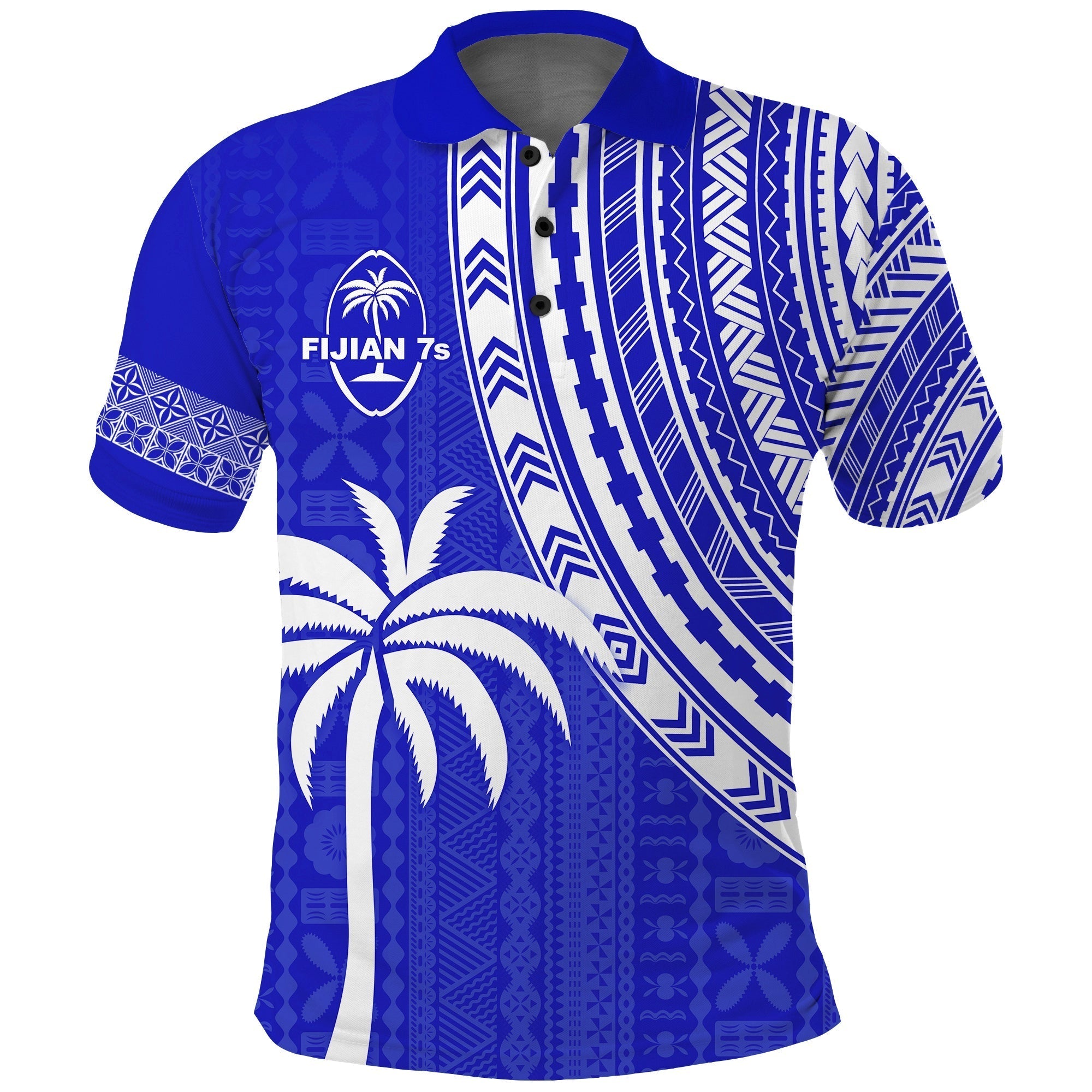 Fiji Rugby Sevens Polo Shirt Fijian 7s Tapa Polynesian Blue Ver.02 LT13