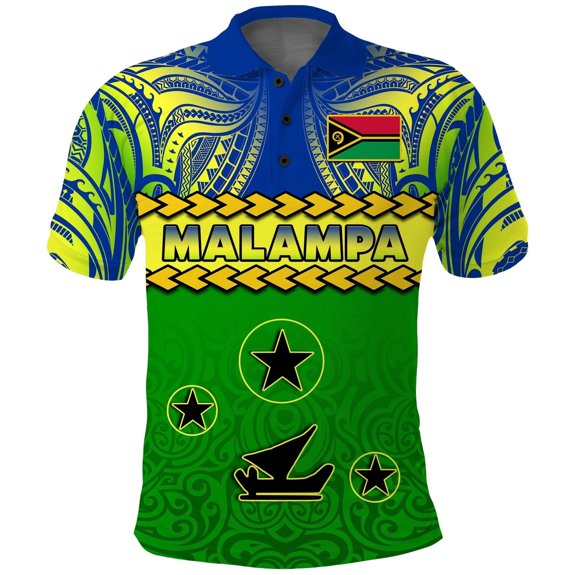 Malampa Province Polo Shirt Vanuatu Pig Tusk Polynesian Flag Style LT14
