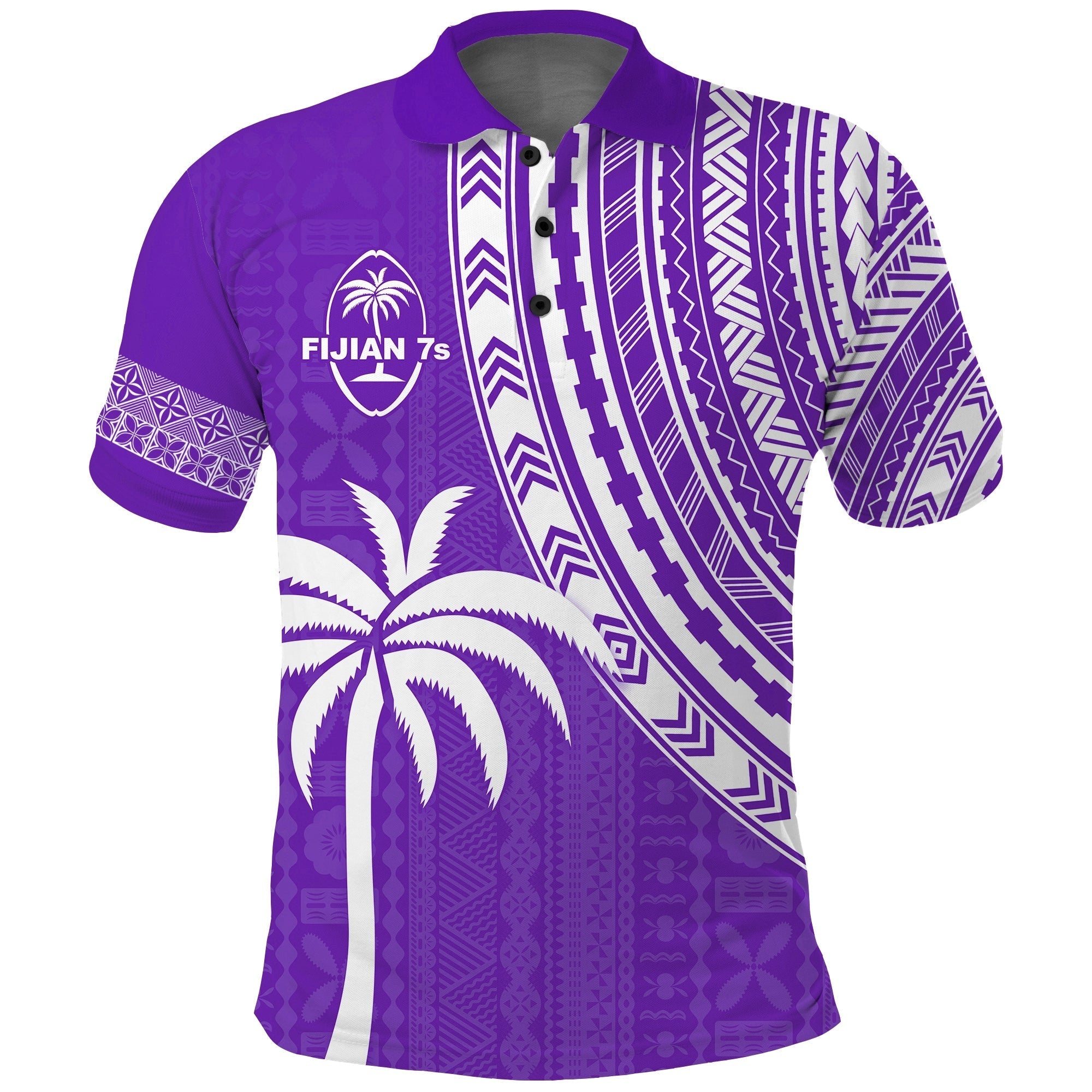 Custom Text and Number Fiji Rugby Sevens Polo Shirt Fijian 7s Tapa Polynesian Purple LT13