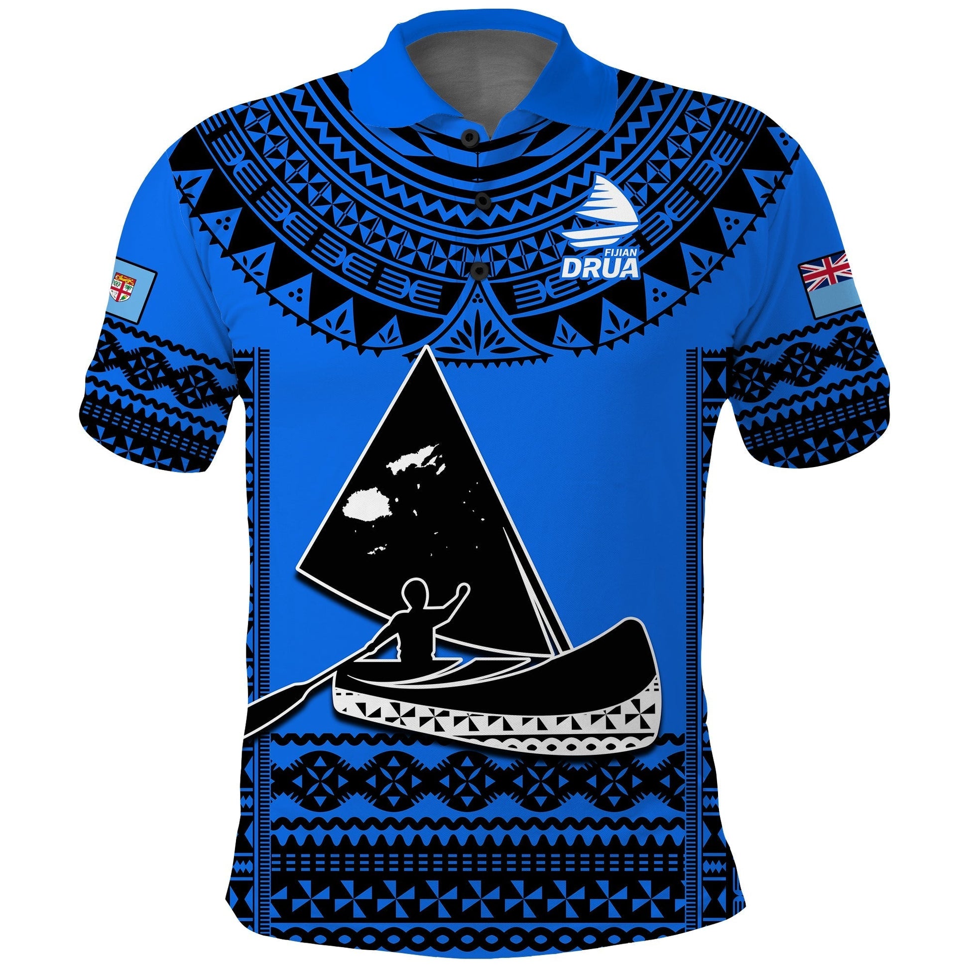 Fiji Rugby Polo Shirt Fijian Drua Super Polynesian Special Tapa Pattern LT14