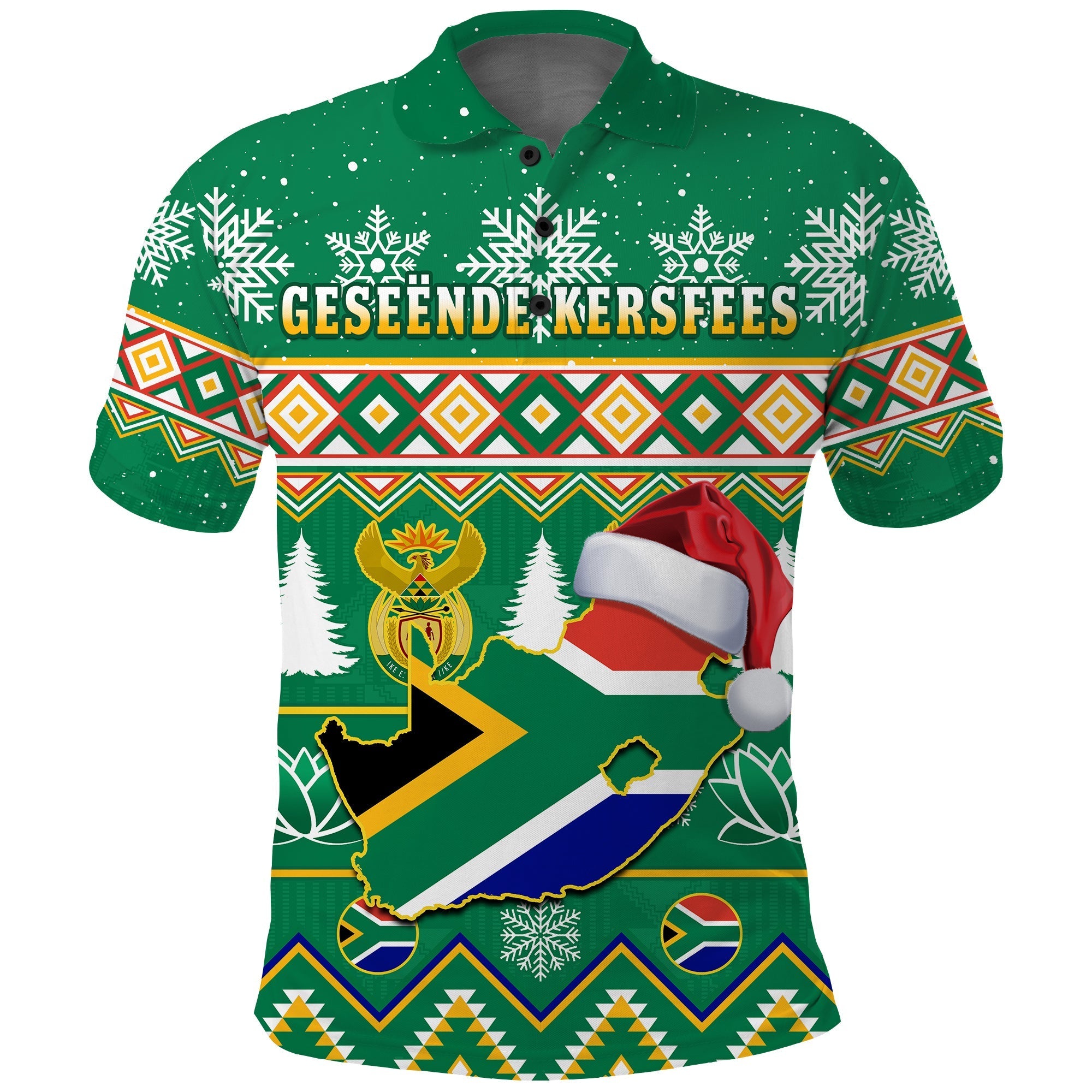 South Africa Polo Shirt Christmas King Protea Geseende Kersfees LT14
