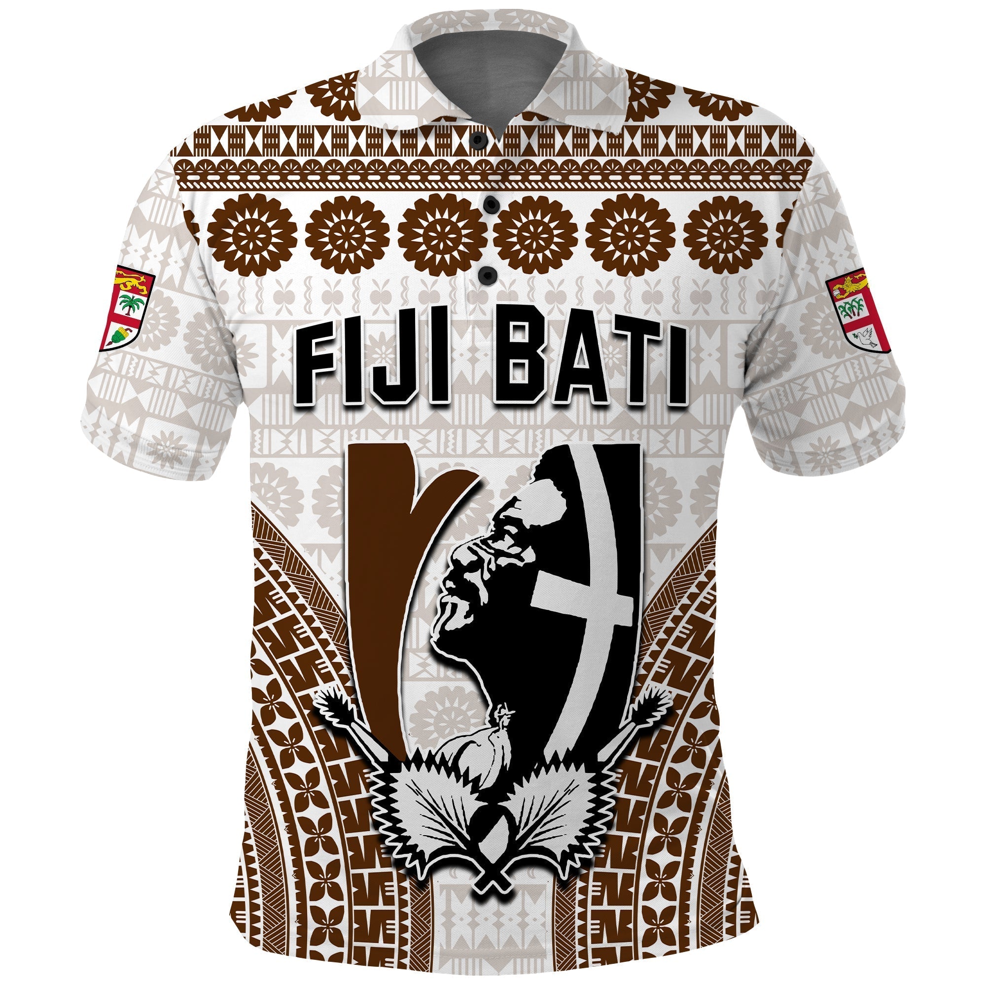 Custom Text and Number Fiji Rugby Bati Polo Shirt Proud Tapa Pattern LT13