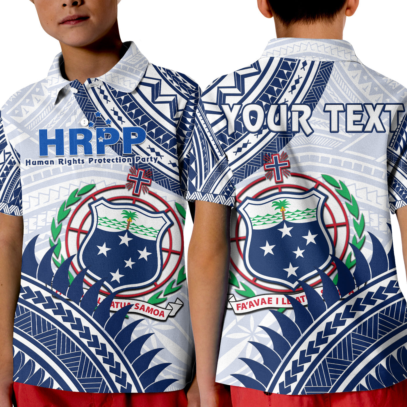 Custom HRPP Samoa Polo Shirt Samoan Coat Of Arms Polynesian Pattern LT14
