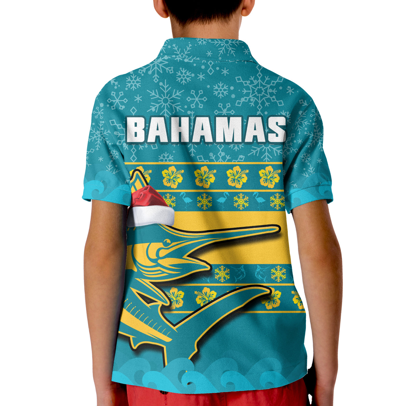 Bahamas Polo Shirt Bahamian Blue Marlin Merry Christmas LT14