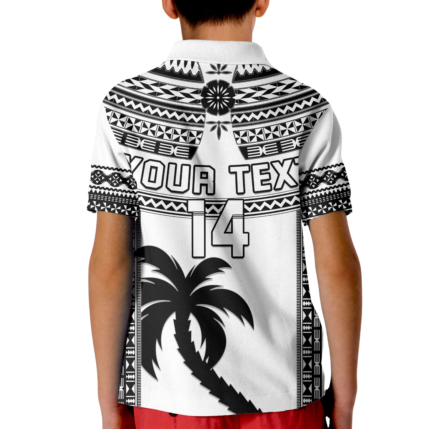 Custom Text And Number Fiji Rugby Polo Shirt Pacific The Bati Black Fijian Tapa LT14