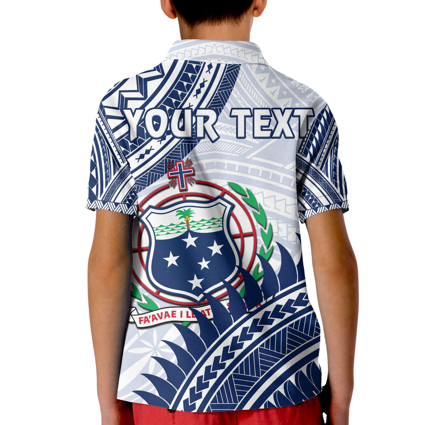 Custom HRPP Samoa Polo Shirt KID Samoan Coat Of Arms Polynesian Pattern LT14
