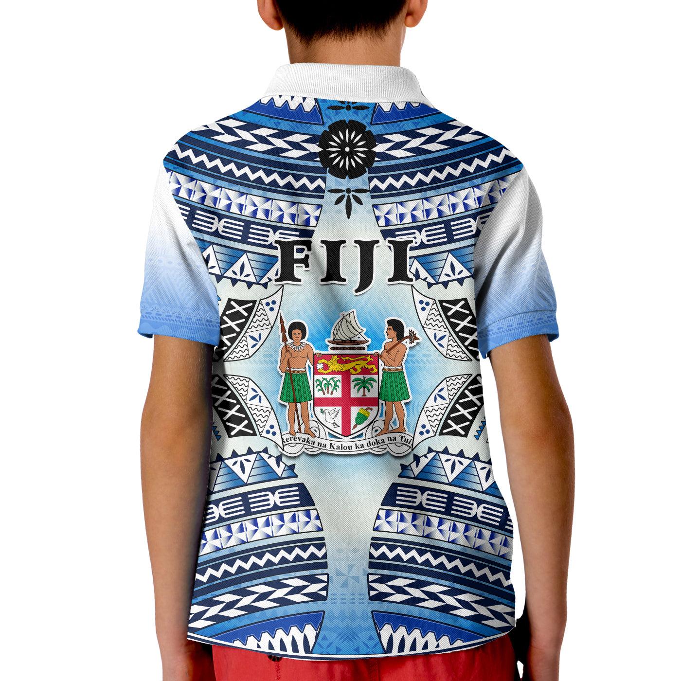 Fiji Polo Shirt KID Kaiviti Fijian Special Tapa Pattern LT14