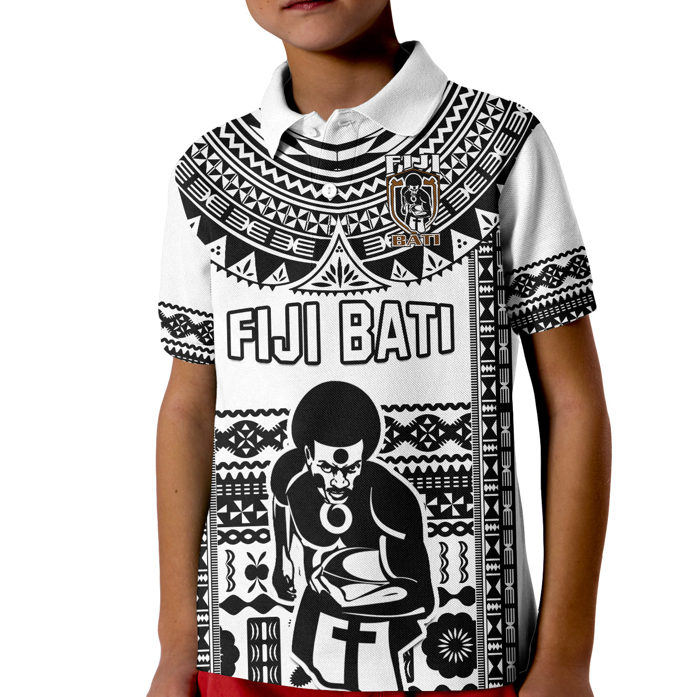 Custom Text And Number Fiji Rugby Polo Shirt Pacific The Bati Black Fijian Tapa LT14