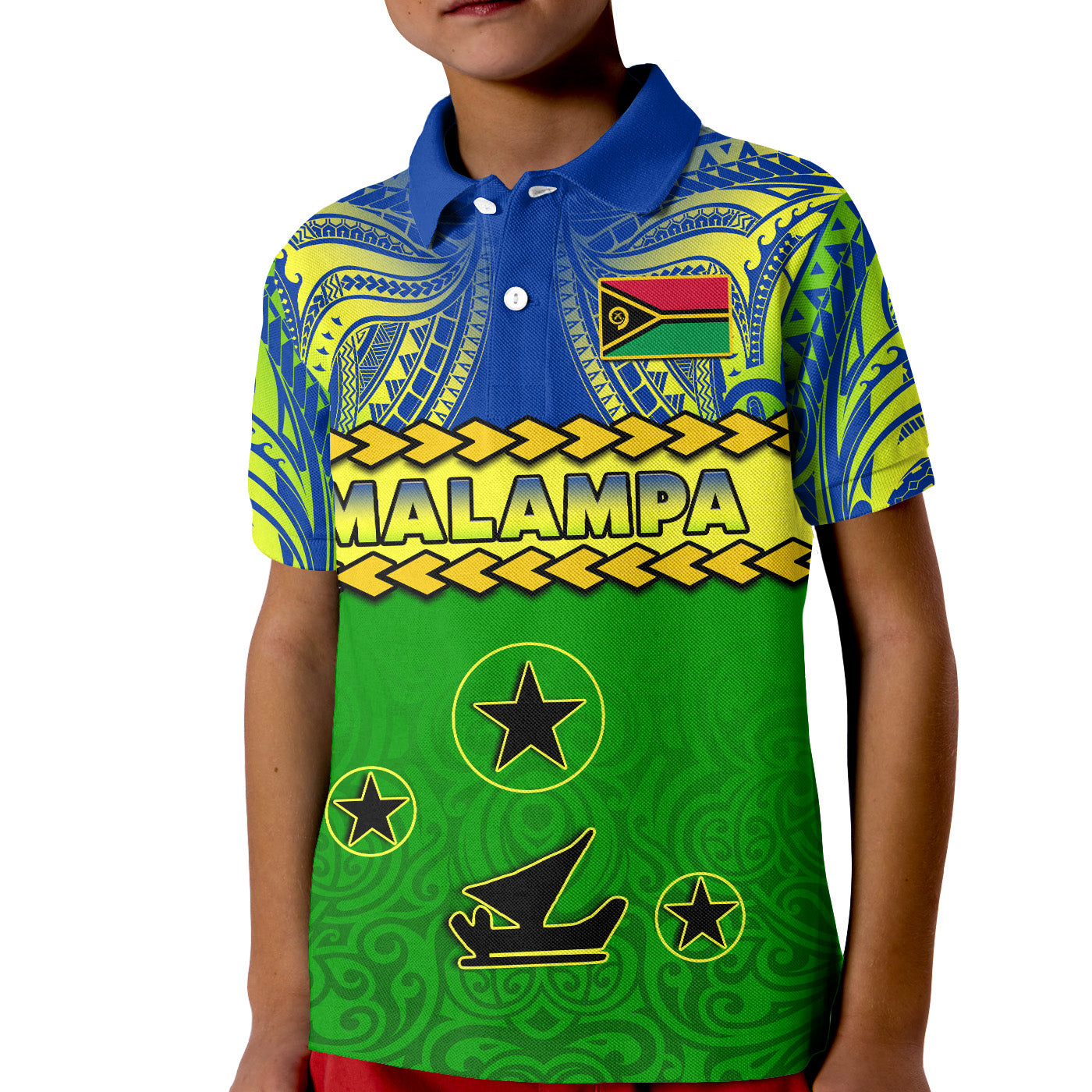 Malampa Province Polo Shirt Vanuatu Pig Tusk Polynesian Flag Style LT14