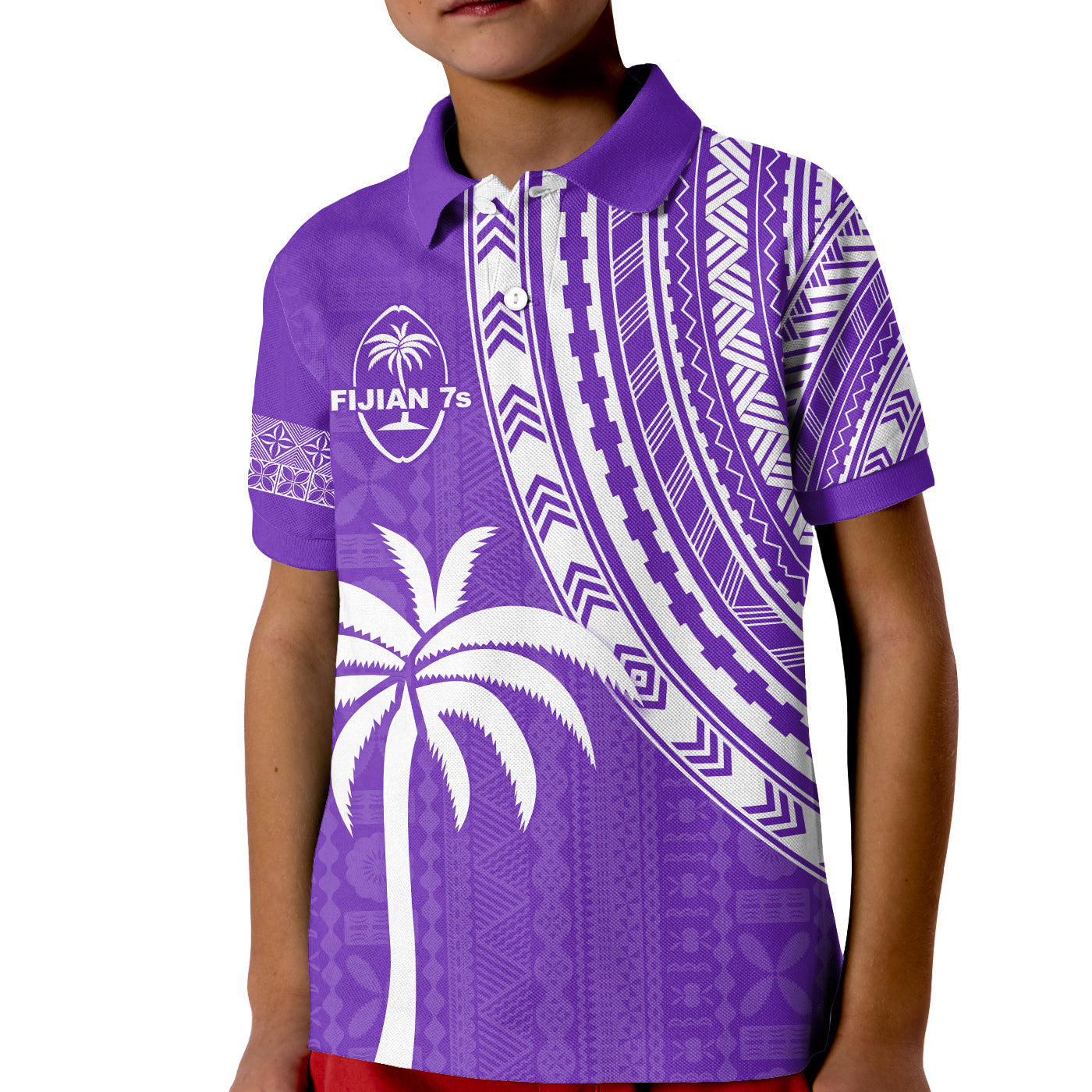 Custom Text and Number Fiji Rugby Sevens Polo Shirt Fijian 7s Tapa Polynesian Purple LT13