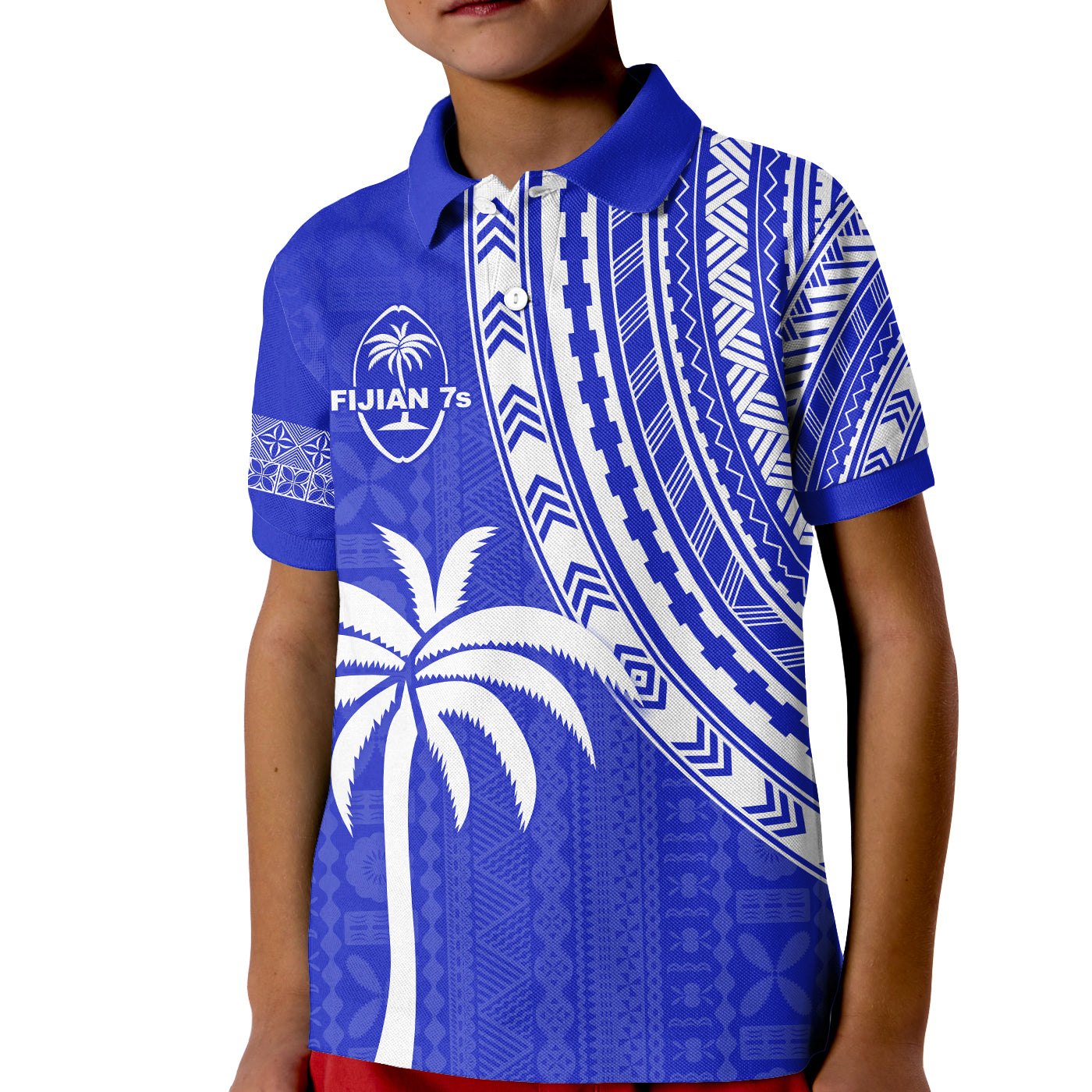 Fiji Rugby Sevens Polo Shirt Fijian 7s Tapa Polynesian Blue Ver.02 LT13