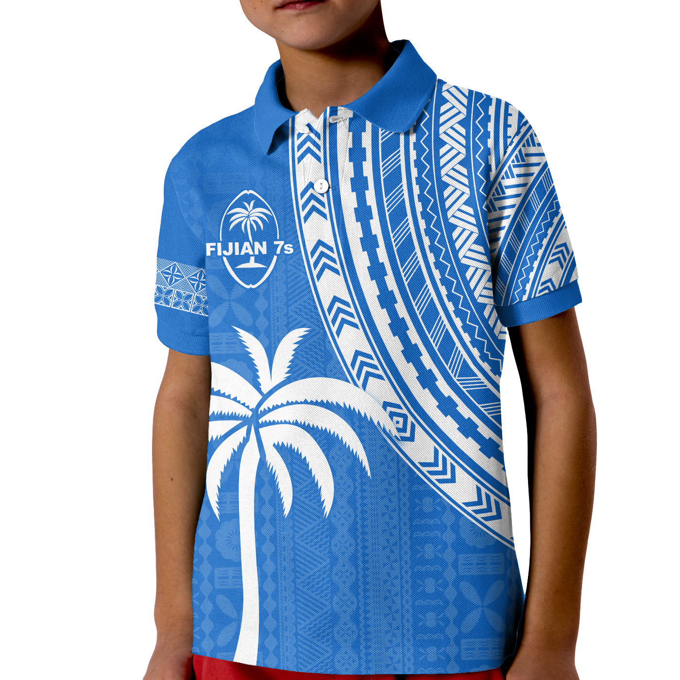Fiji Rugby Sevens Polo Shirt Fijian 7s Tapa Polynesian Blue Ver.01 LT13