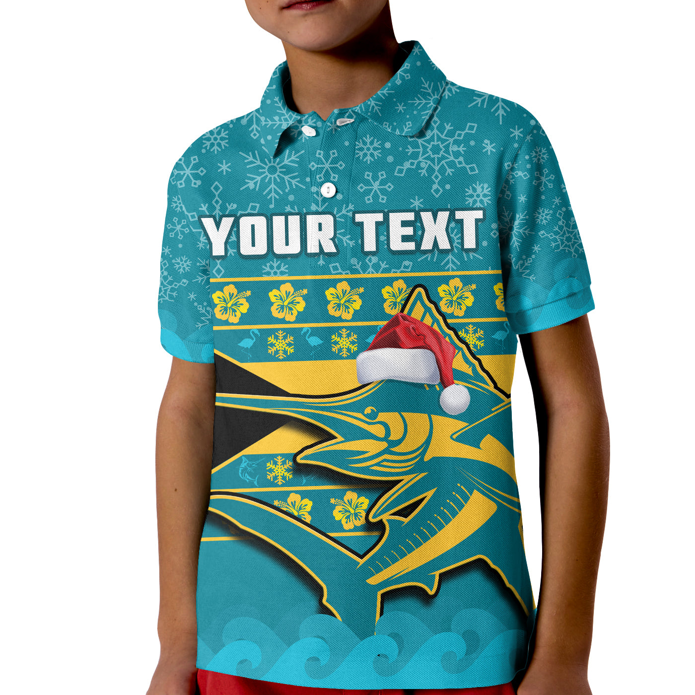 Custom Bahamas Polo Shirt Bahamian Blue Marlin Merry Christmas LT14