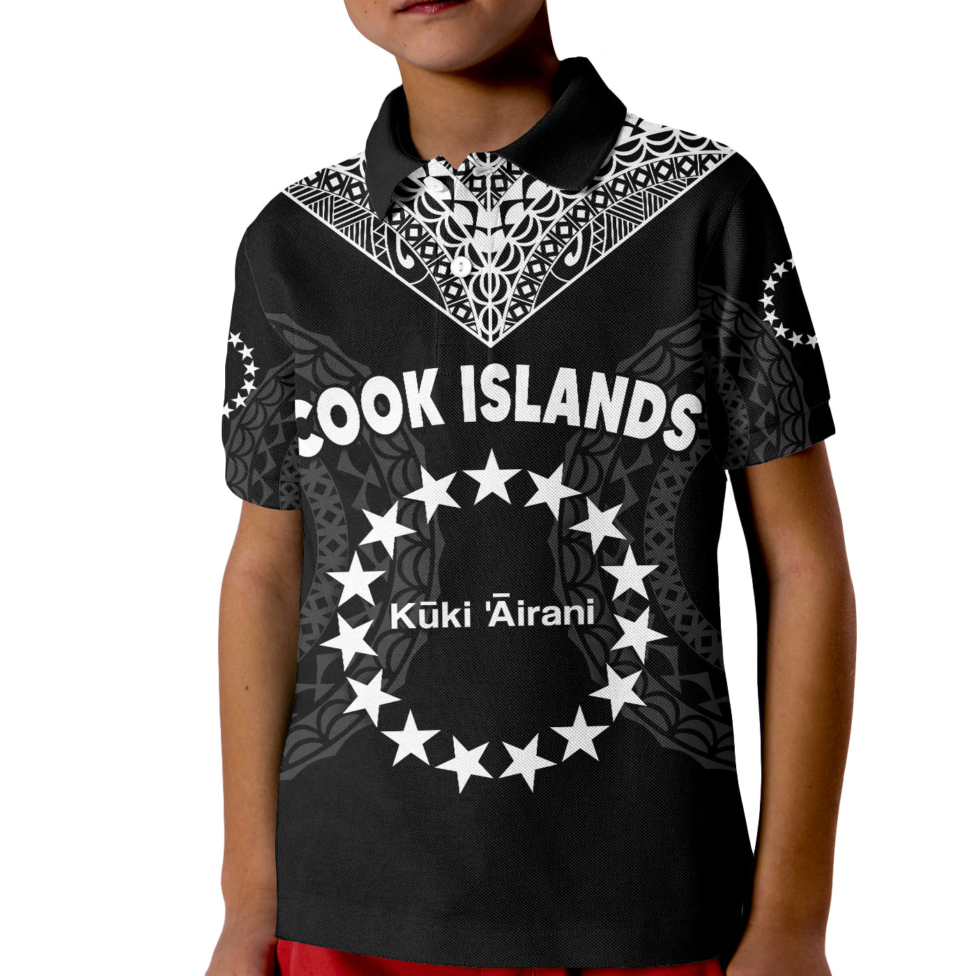 Custom Islands Polo Shirt Circle Pattern Mix Sea Turtle Black Version LT14