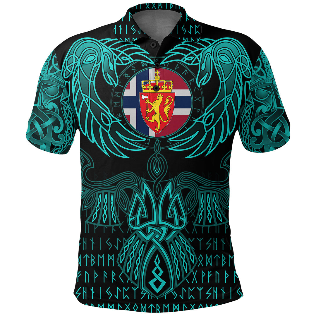 Viking Sami Polo Shirt Valknut of Odin Cyan RLT12