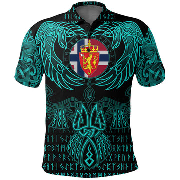 Viking Sami Polo Shirt Valknut of Odin Cyan RLT12