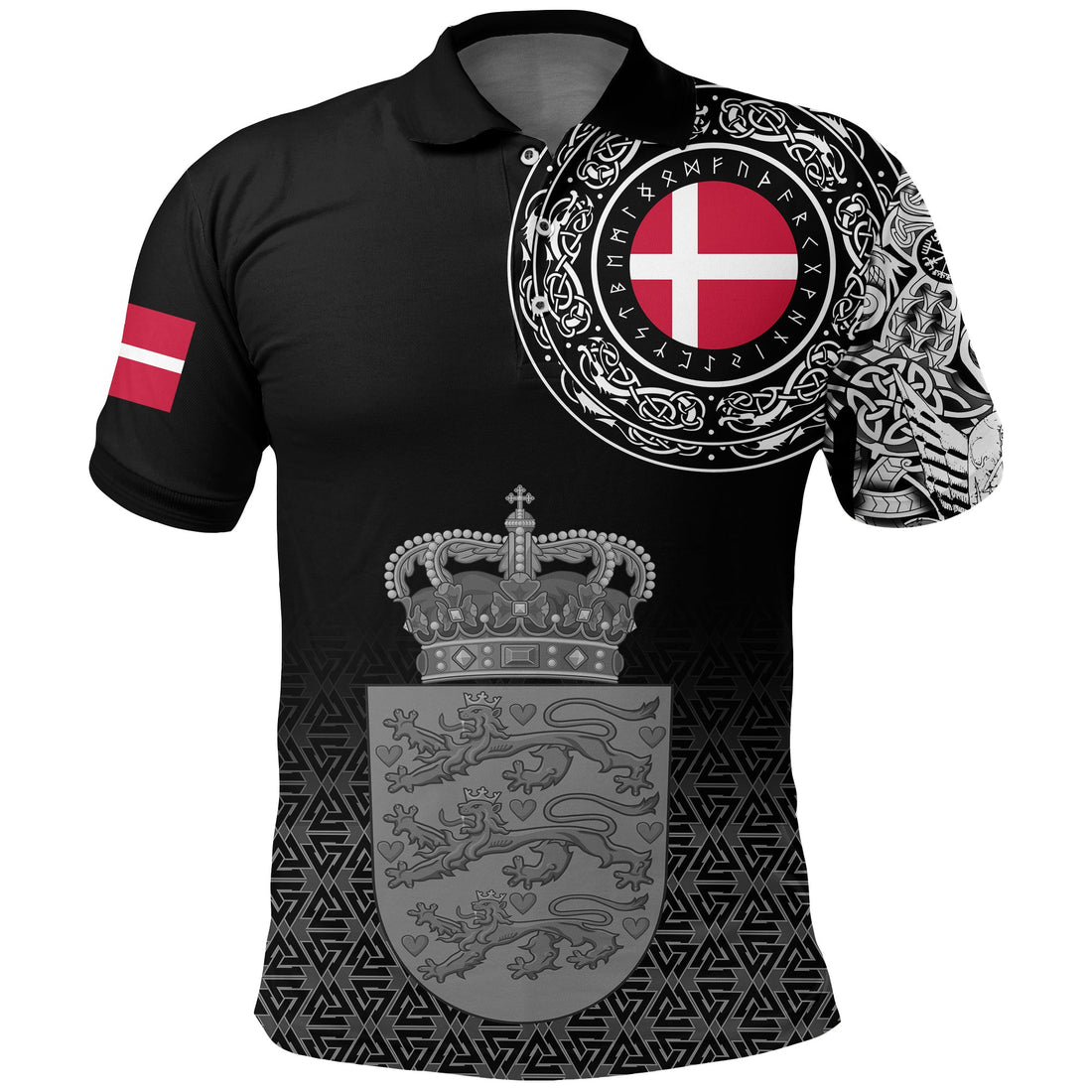 Viking Polo Shirt Denmark Coat Of Arms RLT12