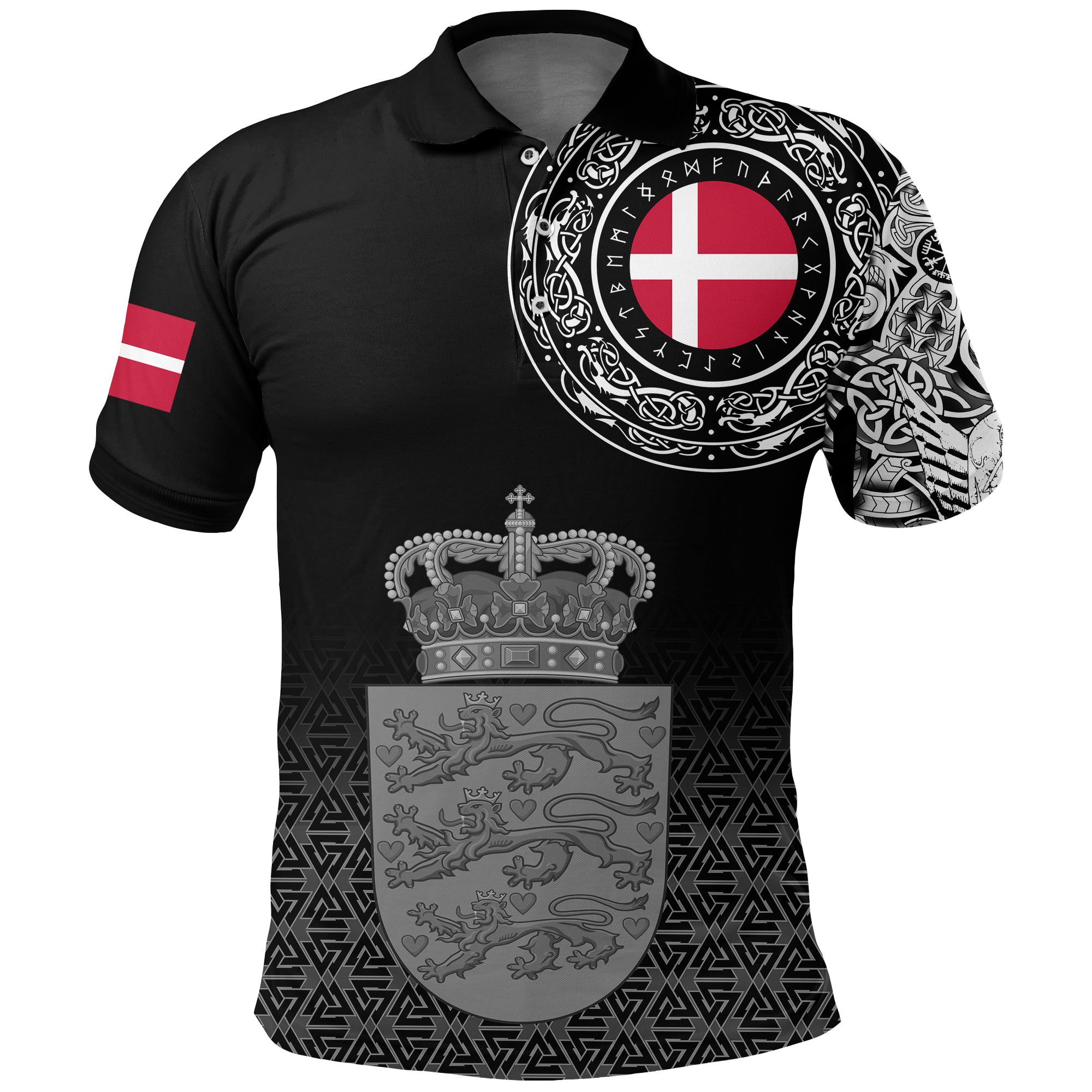 Viking Polo Shirt Denmark Coat Of Arms RLT12