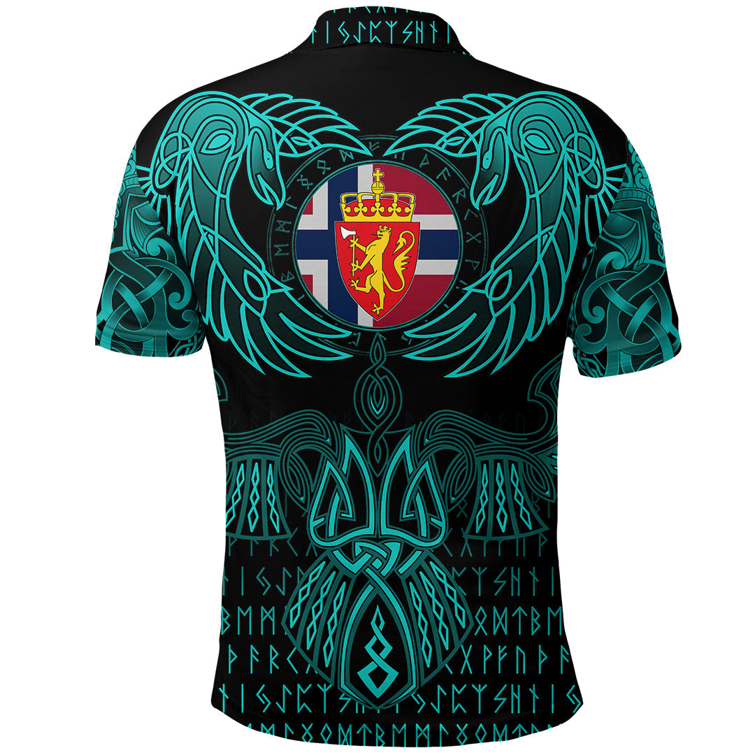 Viking Sami Polo Shirt Valknut of Odin Cyan RLT12
