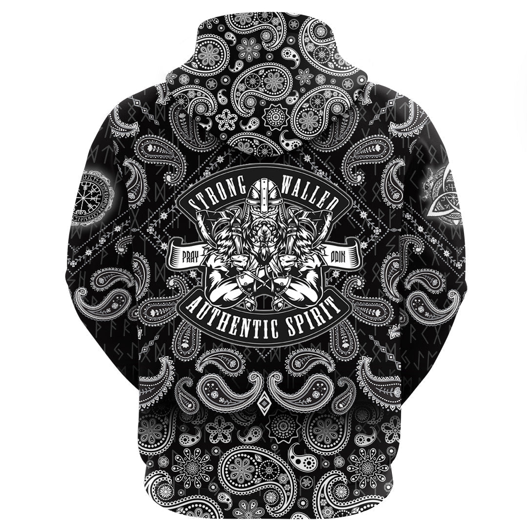 Viking Hoodie Pray Odin with Bandana Paisley Style RLT12