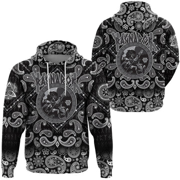 Viking Hoodie Ragnarok Battle Of The God Odin With The Wolf Fenrir with Bandana Paisley Style RLT12