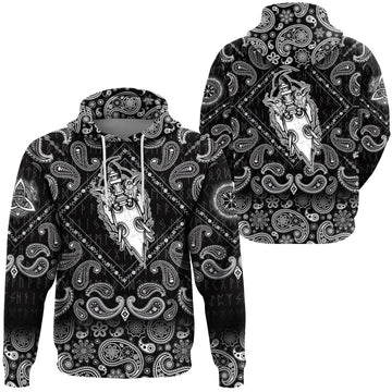 Viking Hoodie Raven Art Inspired Moves Drawn As A with Bandana Paisley Style RLT12