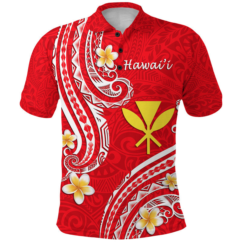 Custom Hawaii Polo Shirt Red Polynesian Line Style LT9