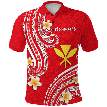 Custom Hawaii Polo Shirt Red Polynesian Line Style LT9