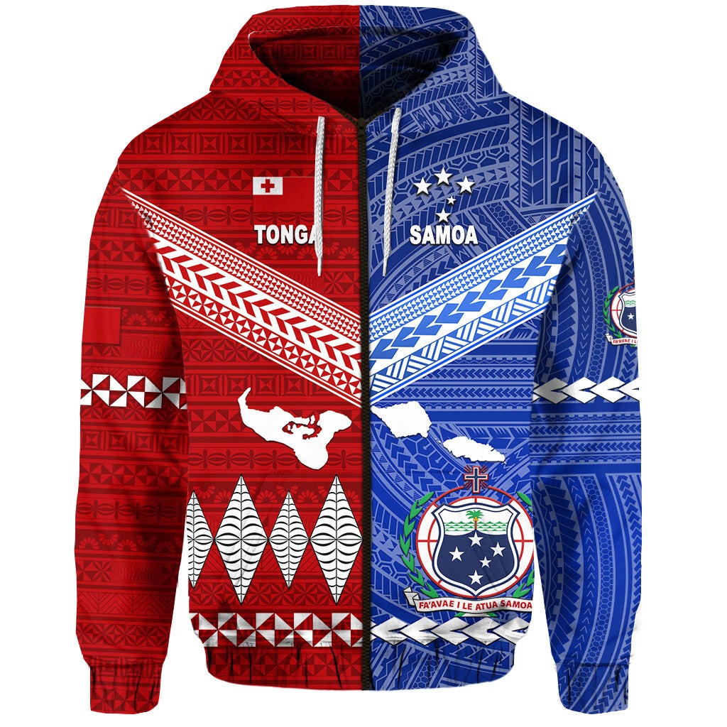 Tonga and Samoa Together Zip Hoodie Unique Style LT8