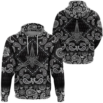 Viking Hoodie Sacred Geometry Secret Symbol Of Geometry with Bandana Paisley Style RLT12