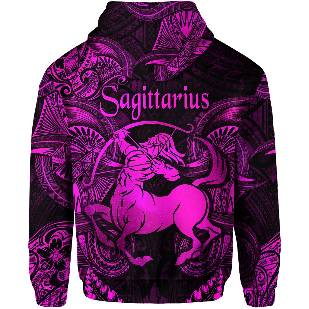 Sagittarius Zodiac Polynesian Zip Hoodie Unique Style Pink LT8