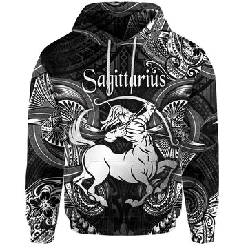 Sagittarius Zodiac Polynesian Hoodie Unique Style Black LT8