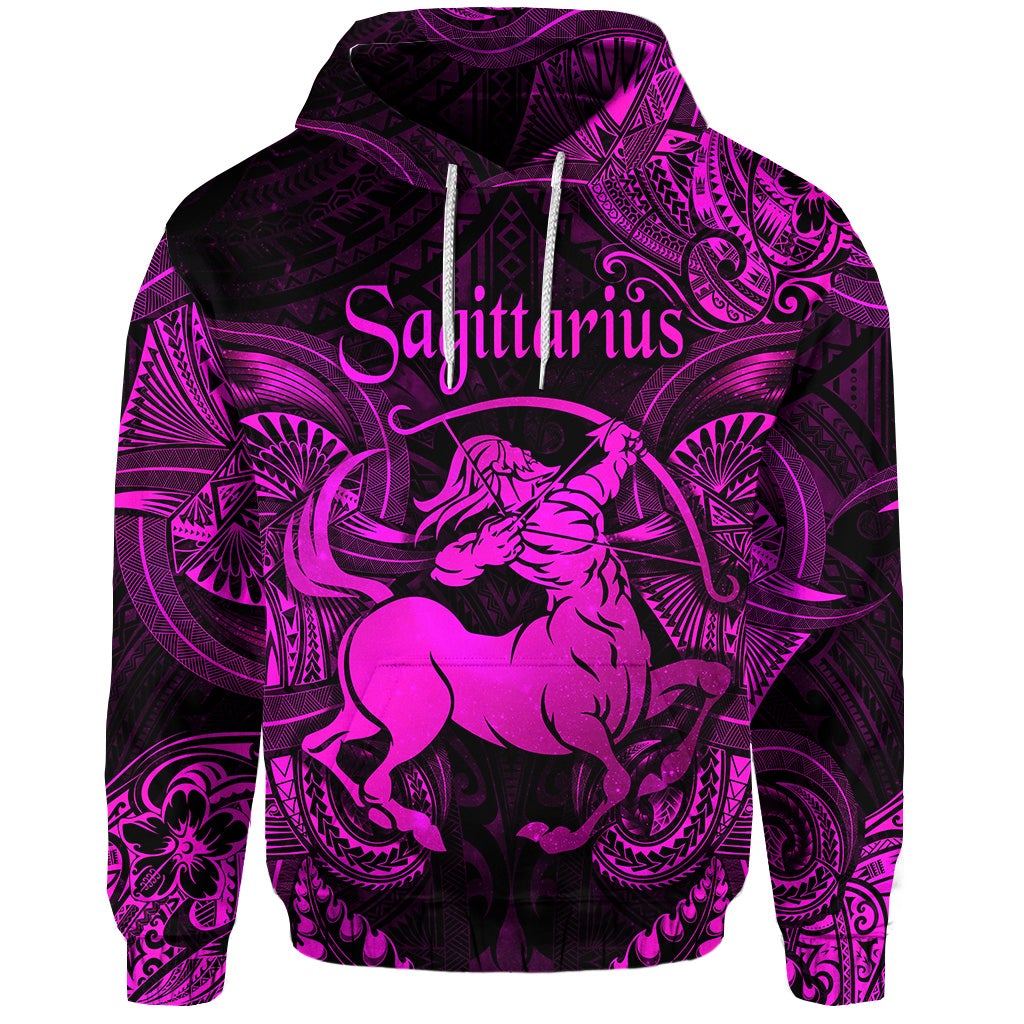Sagittarius Zodiac Polynesian Hoodie Unique Style Pink LT8