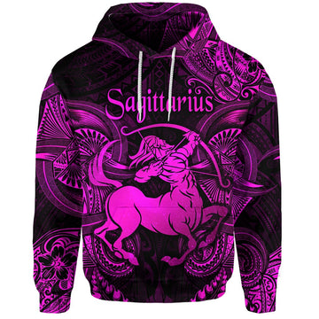 Sagittarius Zodiac Polynesian Hoodie Unique Style Pink LT8