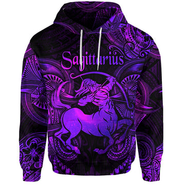Sagittarius Zodiac Polynesian Hoodie Unique Style Purple LT8