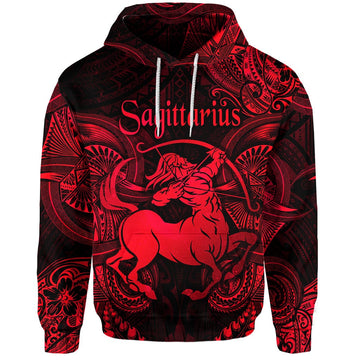 Sagittarius Zodiac Polynesian Hoodie Unique Style Red LT8