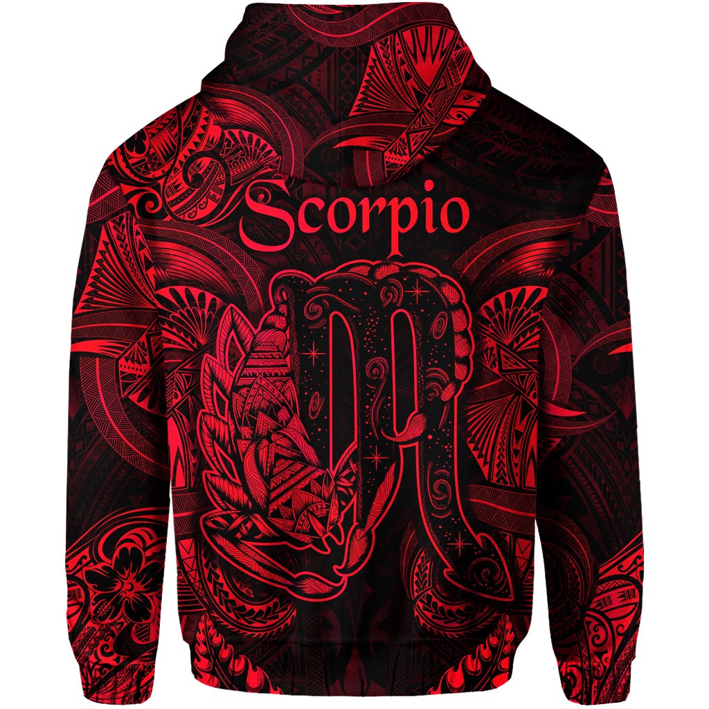 Scorpio Zodiac Polynesian Zip Hoodie Unique Style Red LT8