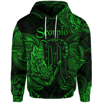 Scorpio Zodiac Polynesian Hoodie Unique Style Green LT8