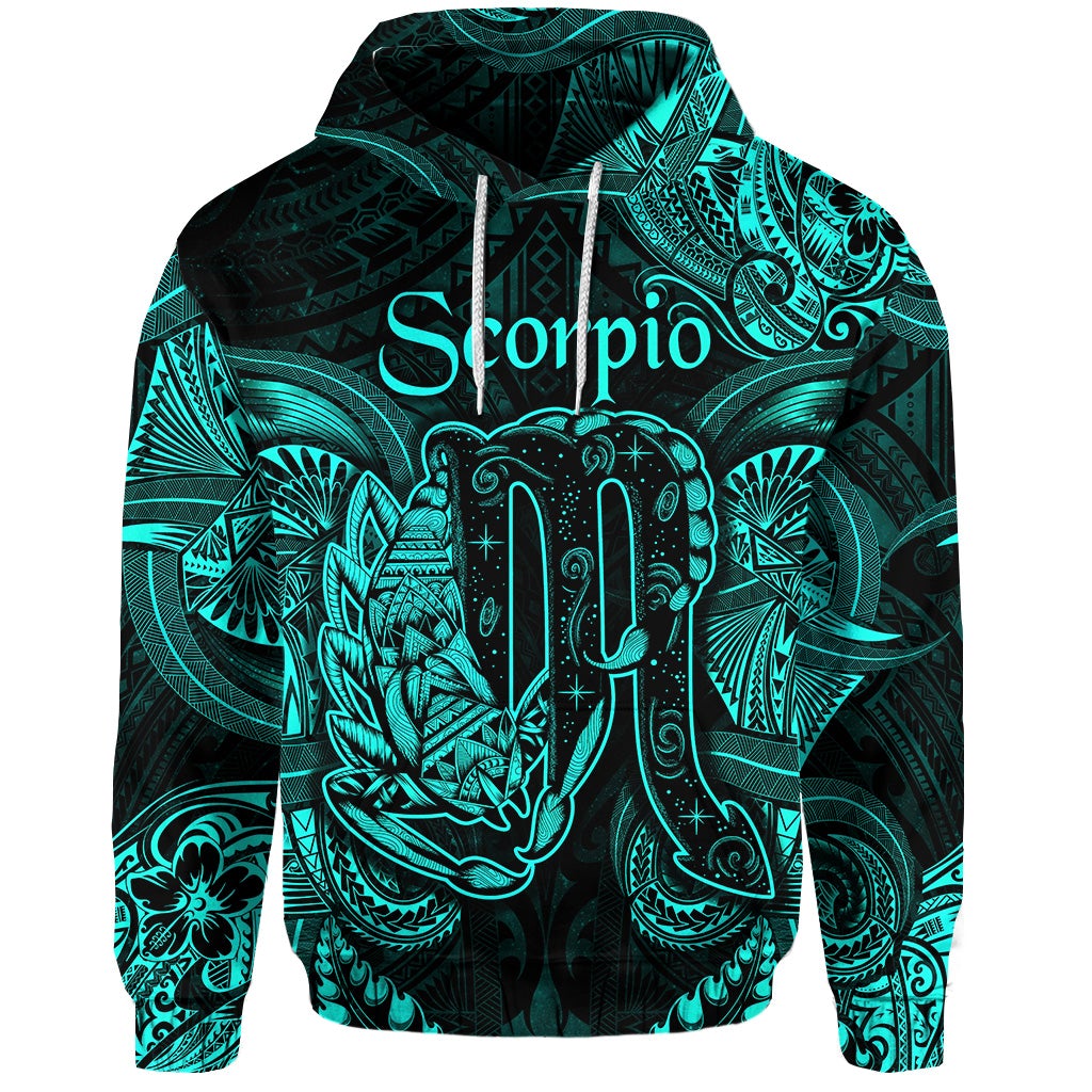 Scorpio Zodiac Polynesian Hoodie Unique Style Turquoise LT8