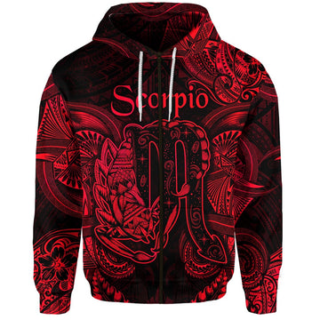Scorpio Zodiac Polynesian Zip Hoodie Unique Style Red LT8